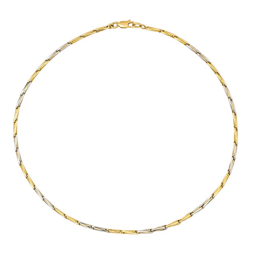 Collier Collier maille épi ras du cou en or jaune et blanc 18 carats 58 Facettes 578112CD