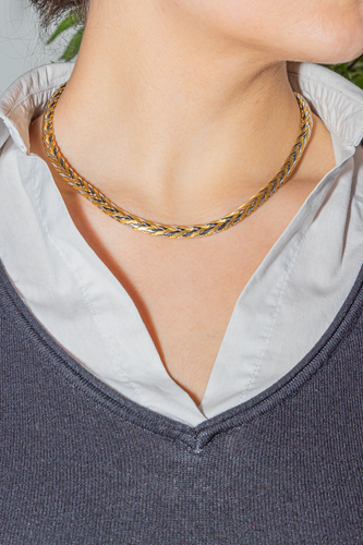 Collier Collier bicolore en or jaune et or blanc 18 carats 58 Facettes 578158CD