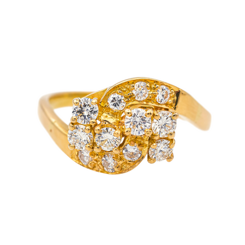 Bague 56 Bague en or jaune 18 carats sertie de diamants 58 Facettes 578214CD