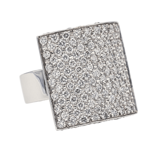 Bague 56 Bague pavée de diamants en or blanc 18 carats 58 Facettes 578262CD