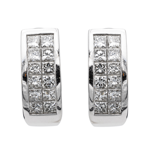 Boucles d'oreilles Boucles d'oreilles en or blanc 18 carats et diamants 58 Facettes 578310CD