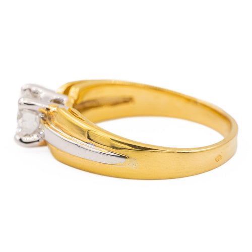 Bague 56 Bague solitaire en or jaune et or blanc avec diamant 58 Facettes 578381CD