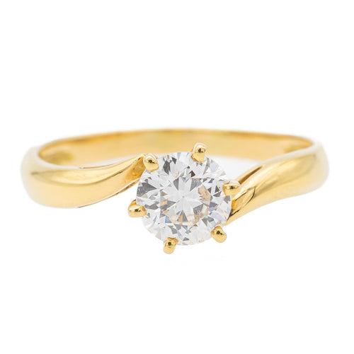 Bague 56 Bague solitaire - Diamant taille brillant en or jaune 18 carats 58 Facettes 578402CD