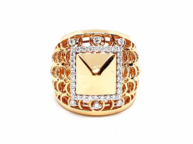 Bague 54 Bague en or rose 18 carats pavée de diamants 0,51 ct 58 Facettes 578648RV
