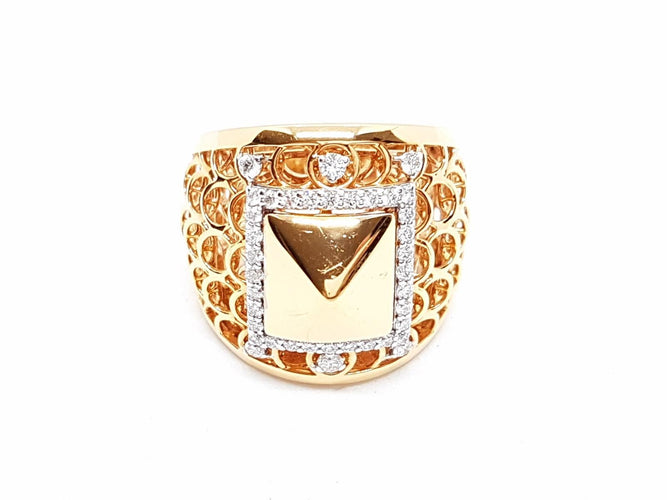 Bague 54 Bague en or rose 18 carats pavée de diamants 0,51 ct 58 Facettes 578648RV