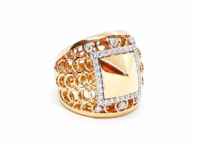 Bague 54 Bague en or rose 18 carats pavée de diamants 0,51 ct 58 Facettes 578648RV