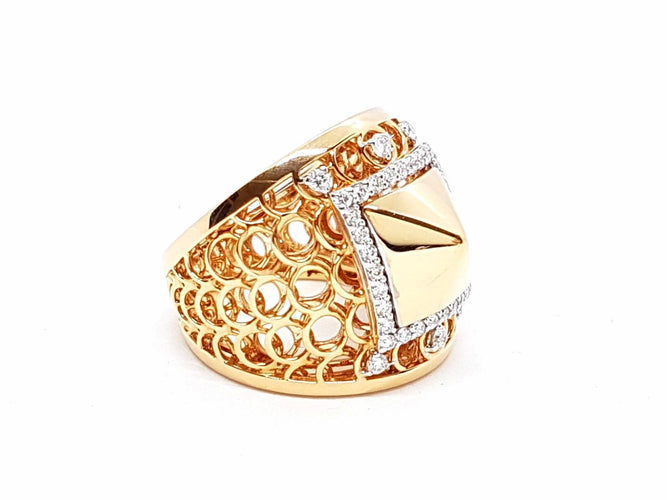 Bague 54 Bague en or rose 18 carats pavée de diamants 0,51 ct 58 Facettes 578648RV
