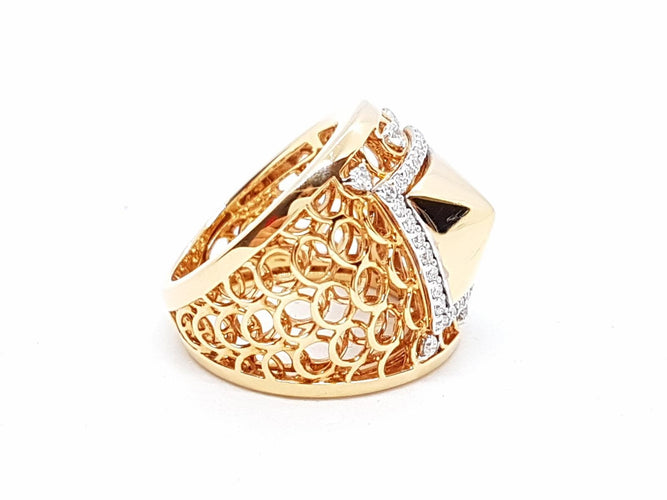 Bague 54 Bague en or rose 18 carats pavée de diamants 0,51 ct 58 Facettes 578648RV