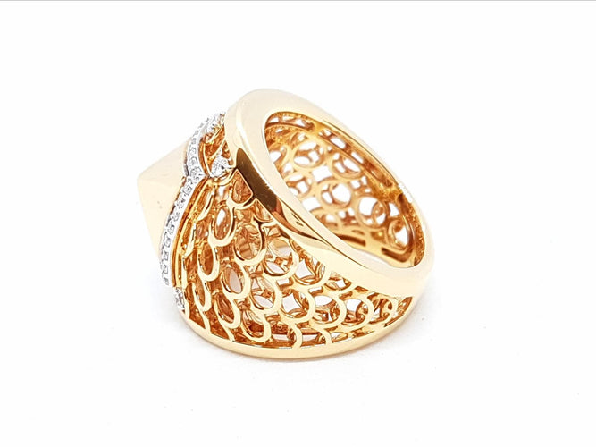 Bague 54 Bague en or rose 18 carats pavée de diamants 0,51 ct 58 Facettes 578648RV