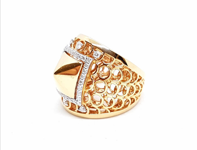 Bague 54 Bague en or rose 18 carats pavée de diamants 0,51 ct 58 Facettes 578648RV