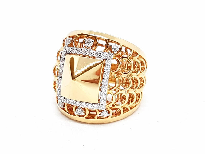 Bague 54 Bague en or rose 18 carats pavée de diamants 0,51 ct 58 Facettes 578648RV
