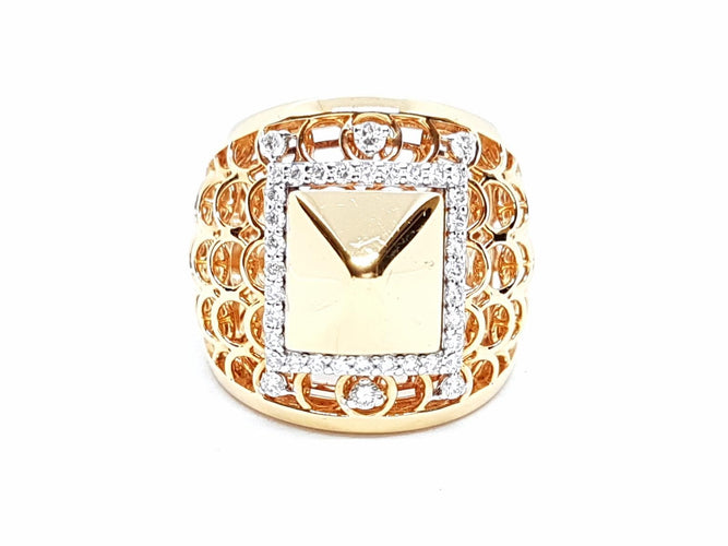 Bague 54 Bague en or rose 18 carats pavée de diamants 0,51 ct 58 Facettes 578648RV