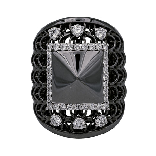 Bague 53 Bague en or noir 18 carats pavée de diamants 0,94 ct 58 Facettes 578649RV