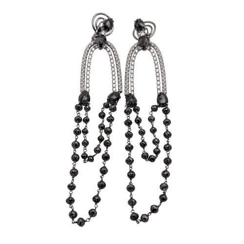 Boucles d'oreilles Boucles d’oreilles pendantes en or blanc 18 carats et diamants 58 Facettes 578657RV