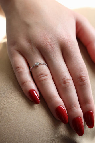 Bague 54 Bague chaînette en or blanc 18 carats avec diamant 58 Facettes 578663RV