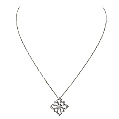 Collier Collier fleur - Pendentif en or noir 18 carats et diamants 58 Facettes 578701RV