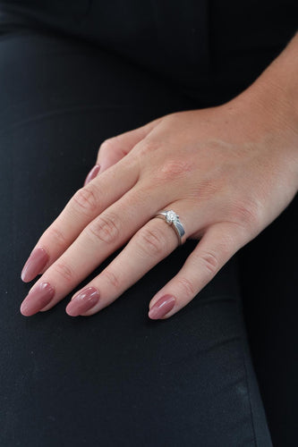 Bague 53 Bague solitaire en or blanc 18 carats avec diamant 0,50 ct 58 Facettes 578709RV