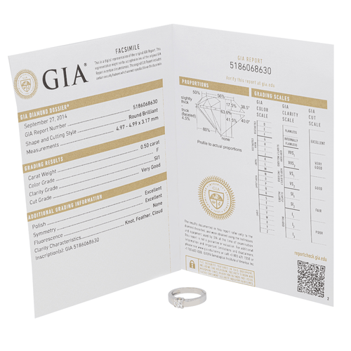 Bague 53 Bague solitaire en or blanc 18 carats avec diamant 0,50 ct 58 Facettes 578709RV