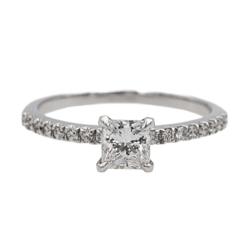 Bague 53 Bague solitaire en or blanc 18 carats avec diamants 58 Facettes 578719RV