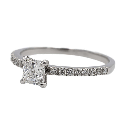 Bague 53 Bague solitaire en or blanc 18 carats avec diamants 58 Facettes 578719RV