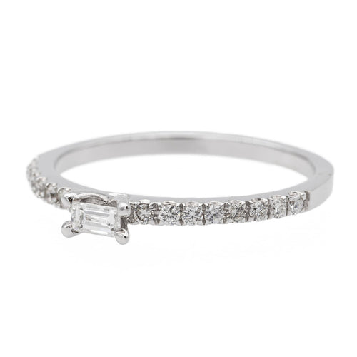Bague 53 Bague solitaire en or blanc 18 carats et diamants 58 Facettes 578731RV