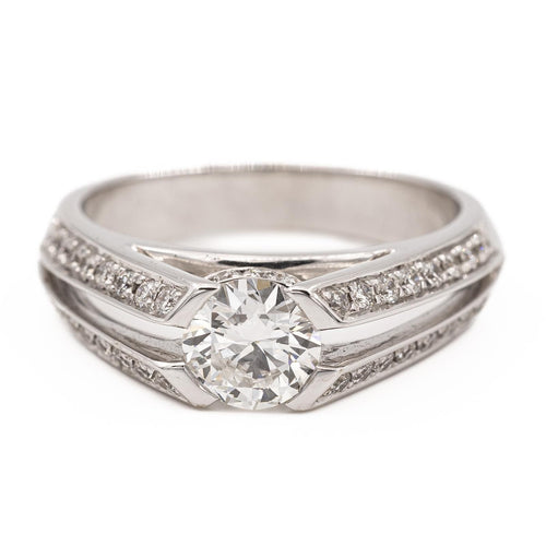 Bague 54 Bague solitaire en or blanc 18 carats avec diamants 58 Facettes 578749RV