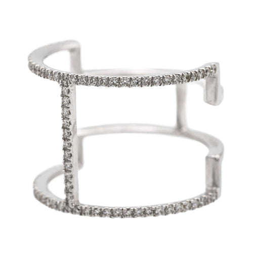 Bague 53 Bague graphique en or blanc 18 carats et diamants 58 Facettes 578790RV