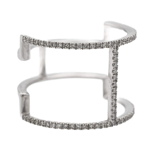 Bague 53 Bague graphique en or blanc 18 carats et diamants 58 Facettes 578790RV