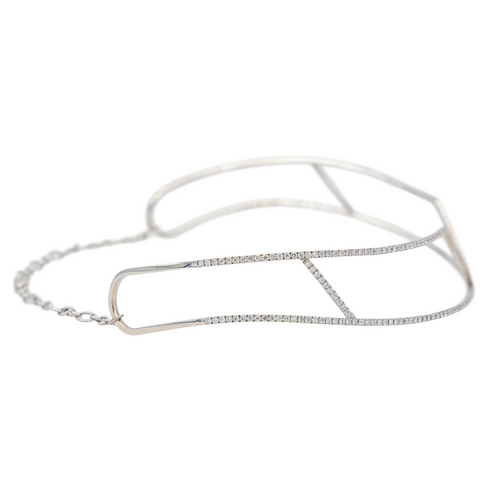 Collier Collier graphique ras-de-cou en or blanc 18 carats et diamants 58 Facettes 578797RV