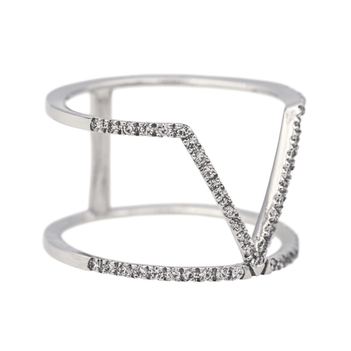 Bague 53 Bague graphique en or blanc 18 carats et diamants 58 Facettes 578818RV