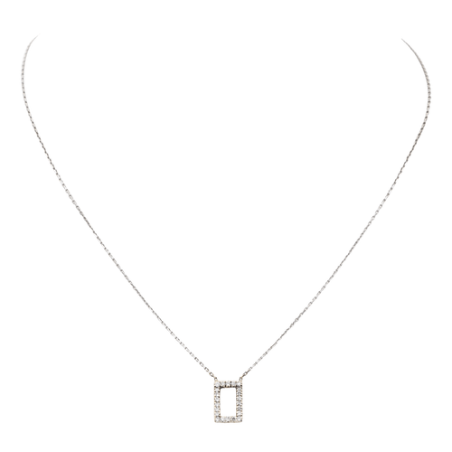Collier Collier graphique rectangle en or blanc et or rose avec diamants 58 Facettes 579199RV