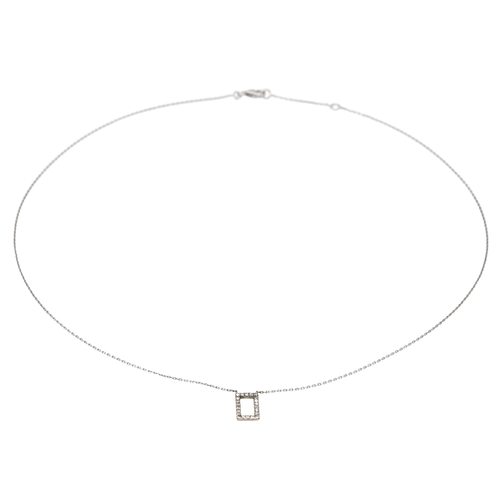 Collier Collier graphique rectangle en or blanc et or rose avec diamants 58 Facettes 579199RV