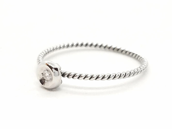 Bague 54 Bague en or blanc 18 carats avec diamant brillant 0,03 ct 58 Facettes 579277RV