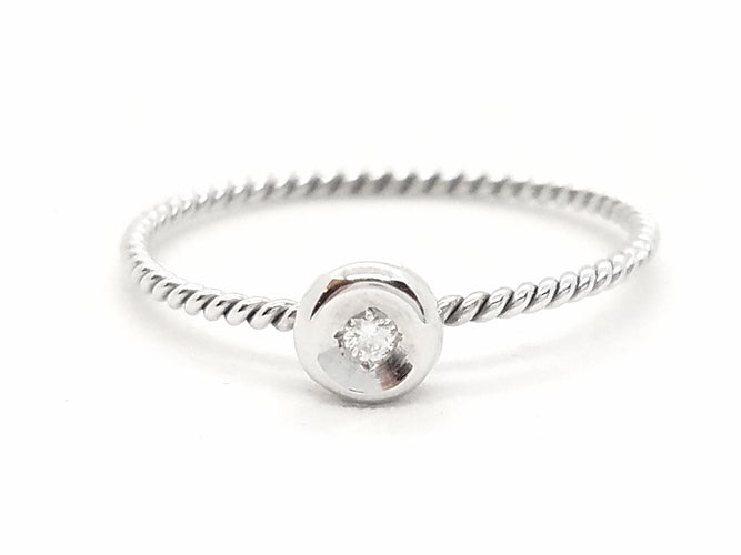 Bague 54 Bague en or blanc 18 carats avec diamant brillant 0,03 ct 58 Facettes 579277RV