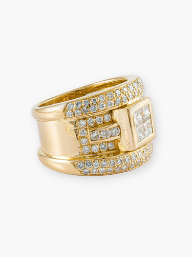 Bague 57 Bague moderne sertie de diamants en or jaune 18k 58 Facettes 210033
