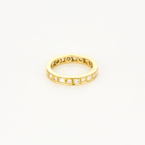 Bague 54 Bague en or jaune 18 carats sertie de diamants taille brillant et princesse 58 Facettes