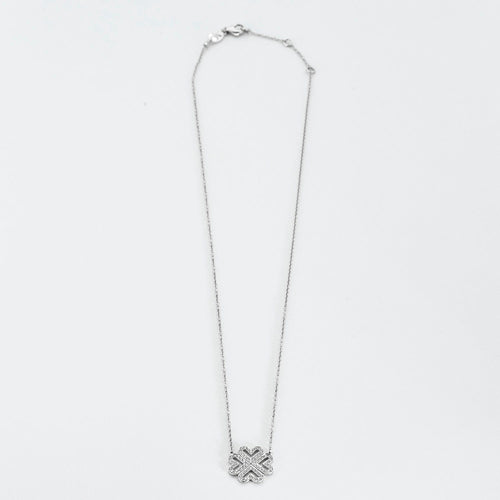 Collier Collier or gris diamants motif trèfle 58 Facettes L4