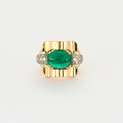 MELLERIO DITS MELLER - Bague Tank Or Jaune, Diamants, Emeraude 58 Facettes