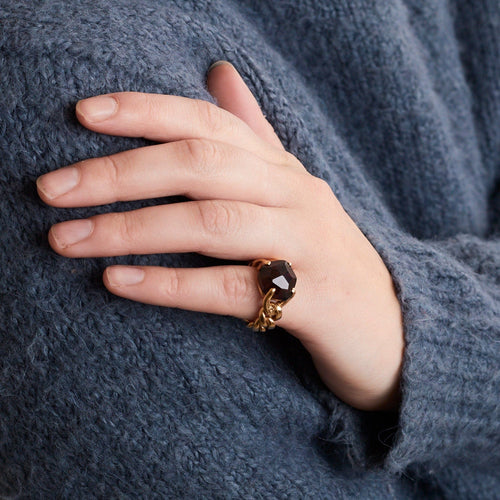 Bague 51 POMELLATO - Bague "Lola" Or Rose et Grenat 58 Facettes