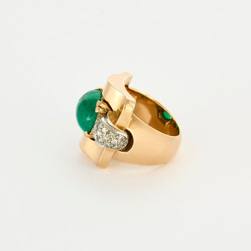 MELLERIO DITS MELLER - Bague Tank Or Jaune, Diamants, Emeraude 58 Facettes