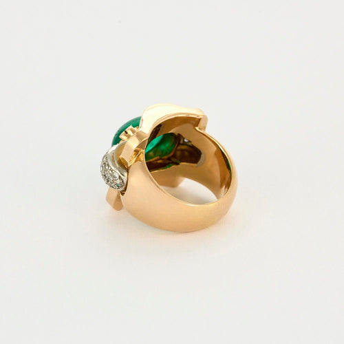 MELLERIO DITS MELLER - Bague Tank Or Jaune, Diamants, Emeraude 58 Facettes