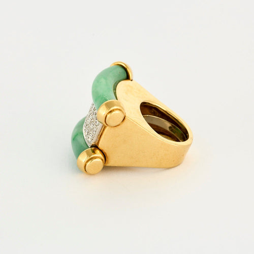DAVID WEBB - Bague cocktail Or Jaune Jade et Diamants 58 Facettes
