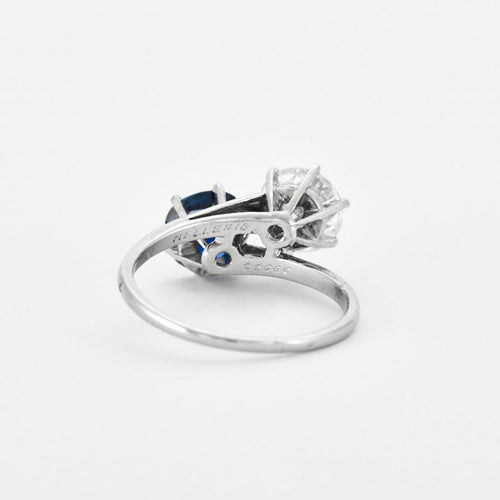 Bague 57 MELLERIO - Bague Toi & Moi Saphir Diamant 58 Facettes