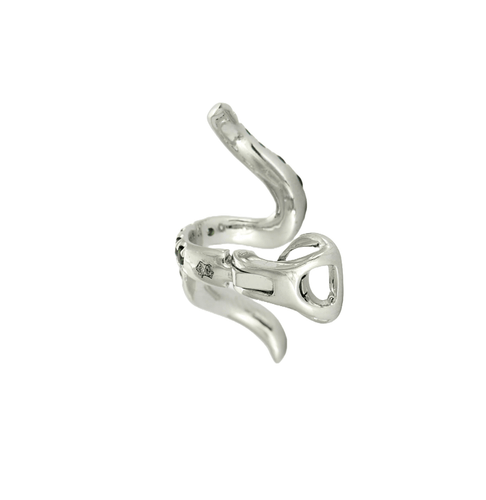 Boucles d'oreilles Boucles d'oreilles dépareillées tentaculaires en or blanc 18k, émeraudes et perle 58 Facettes BO/230053