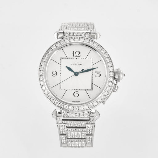 CARTIER - Pasha - Montre Or Blanc et Diamants 58 Facettes