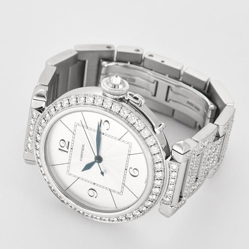 CARTIER - Pasha - Montre Or Blanc et Diamants 58 Facettes