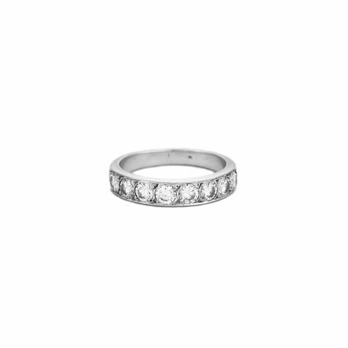 Bague 52.5 Bague alliance demi-tour en or blanc 18k et diamants 58 Facettes BO/240003/