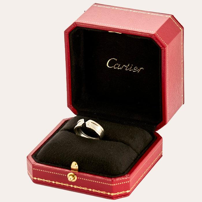 Bague 53 Bague C de Cartier or gris et diamants 58 Facettes DV5845-1