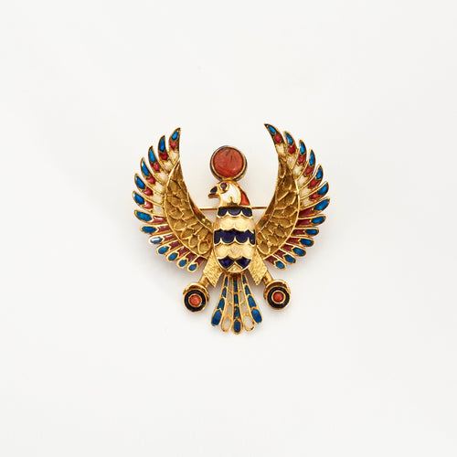 Broche Broche motif égyptien en or jaune et émail 58 Facettes LF4