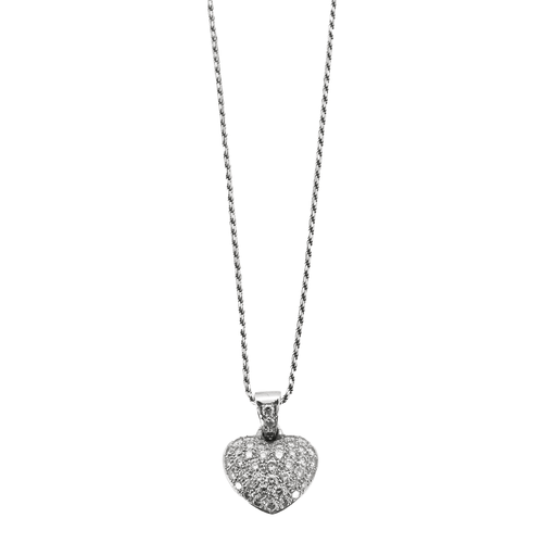 Collier Collier pendentif cœur en or blanc 18 carats et diamants 58 Facettes BO/240016